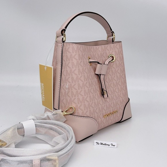 SOLD Michael Kors Mercer Small Bucket Bag Logo Drawstring Crossbody Blush Pink - Picture 4 of 8